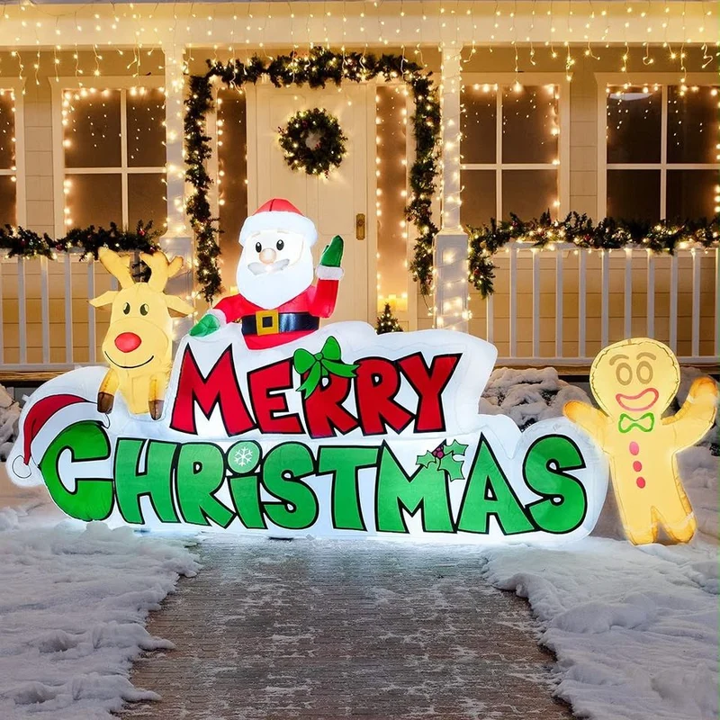 Aufblasbares Merry Christmas Banner 250cm LED Beleuchtung Weihnachten