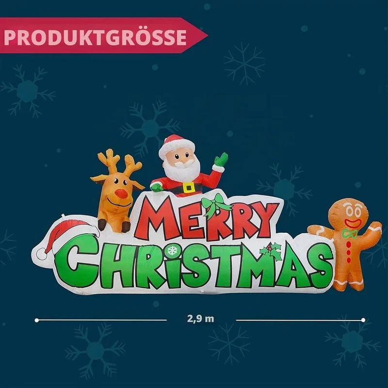Aufblasbares Merry Christmas Banner 250cm LED Beleuchtung Weihnachten