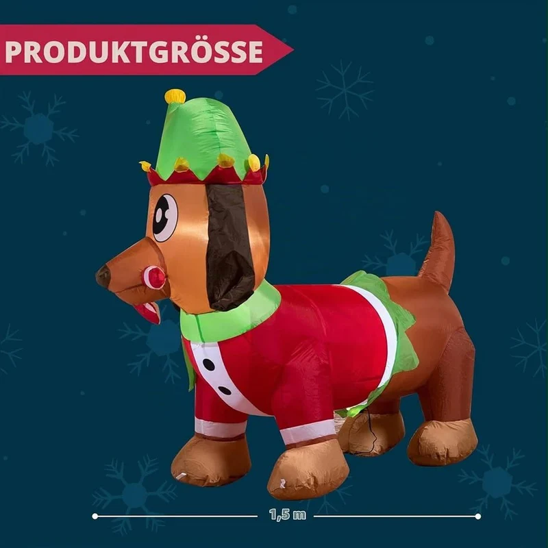 180cm Aufblasbare Weihnachtsdekoration Hund Zuckerstange LED Beleuchtet