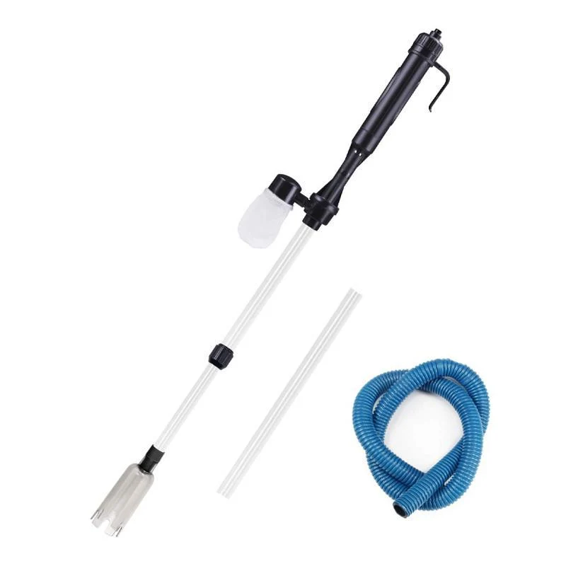 Aquarium Bodenreiniger elektrisch – Mulmsauger mit Filterbeutel, batteriebetrieben (2x C/LR14), ABS-Kunststoff, 3 Rohre längenverstellbar