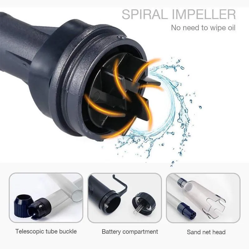 Aquarium Bodenreiniger elektrisch – Mulmsauger mit Filterbeutel, batteriebetrieben (2x C/LR14), ABS-Kunststoff, 3 Rohre längenverstellbar