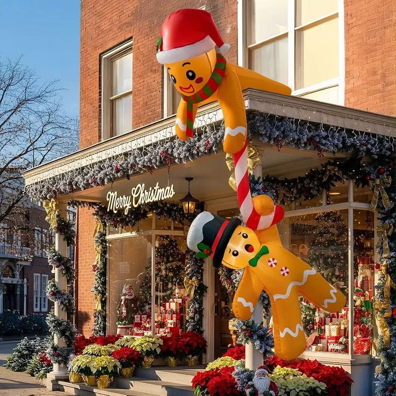 Aufblasbare Weihnachtsdeko 220cm Lebkuchenmann LED Outdoor Dekoration