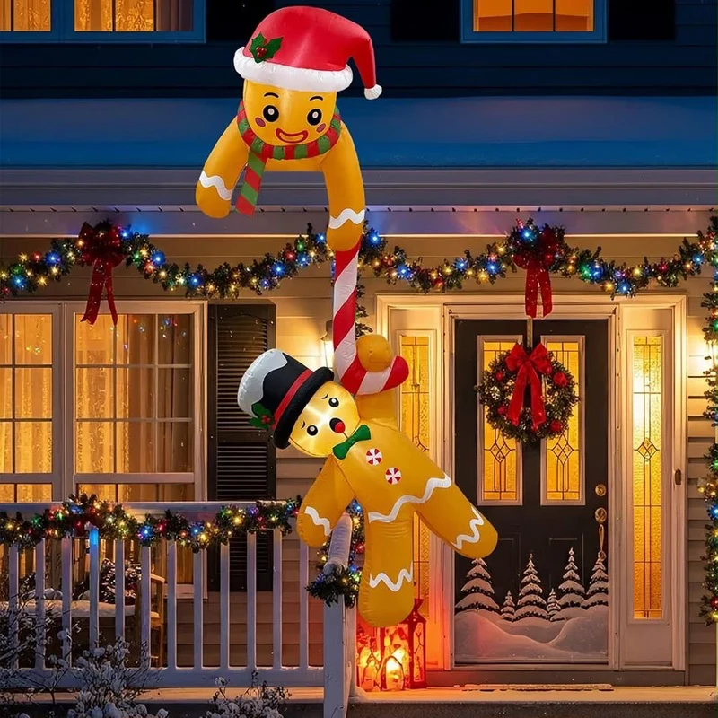 Aufblasbare Weihnachtsdeko 220cm Lebkuchenmann LED Outdoor Dekoration