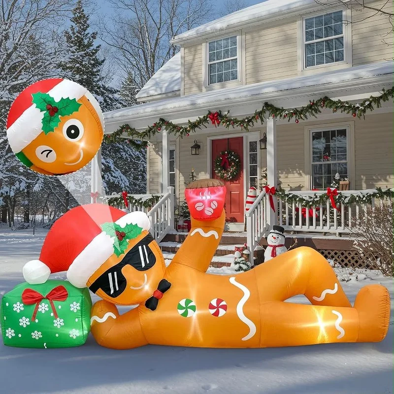 Aufblasbare Lebkuchenmann LED Weihnachtsdekoration Außen 300cm XXL Figur