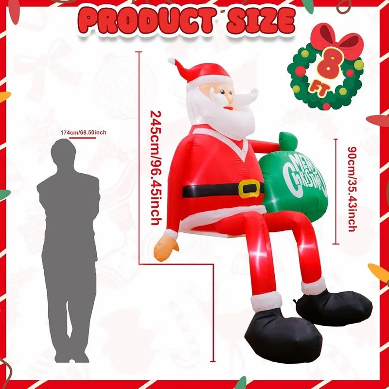 Aufblasbare Weihnachtsdeko 245cm LED Beleuchtet Outdoor Gartendeko