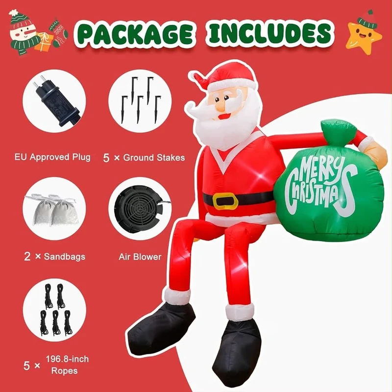 Aufblasbare Weihnachtsdeko 245cm LED Beleuchtet Outdoor Gartendeko