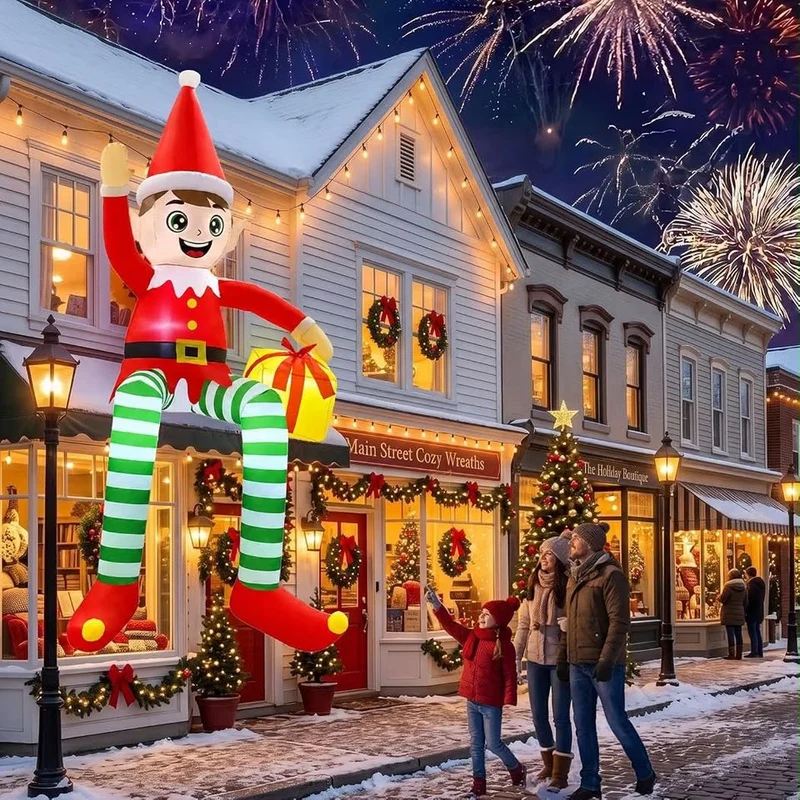 Aufblasbarer LED Outdoor Wichtel Geschenkbox Weihnachtsdeko 300cm
