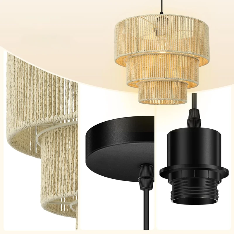 Elegante Hängeleuchte mit Rattan-Details Brehn