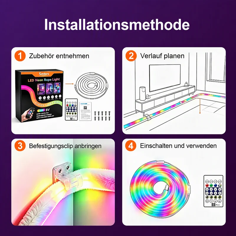 ✨ 50% RABATT! 🌟 Neon-Lichtband in Marderfell-Optik – 360° Rundumbeleuchtung ✨