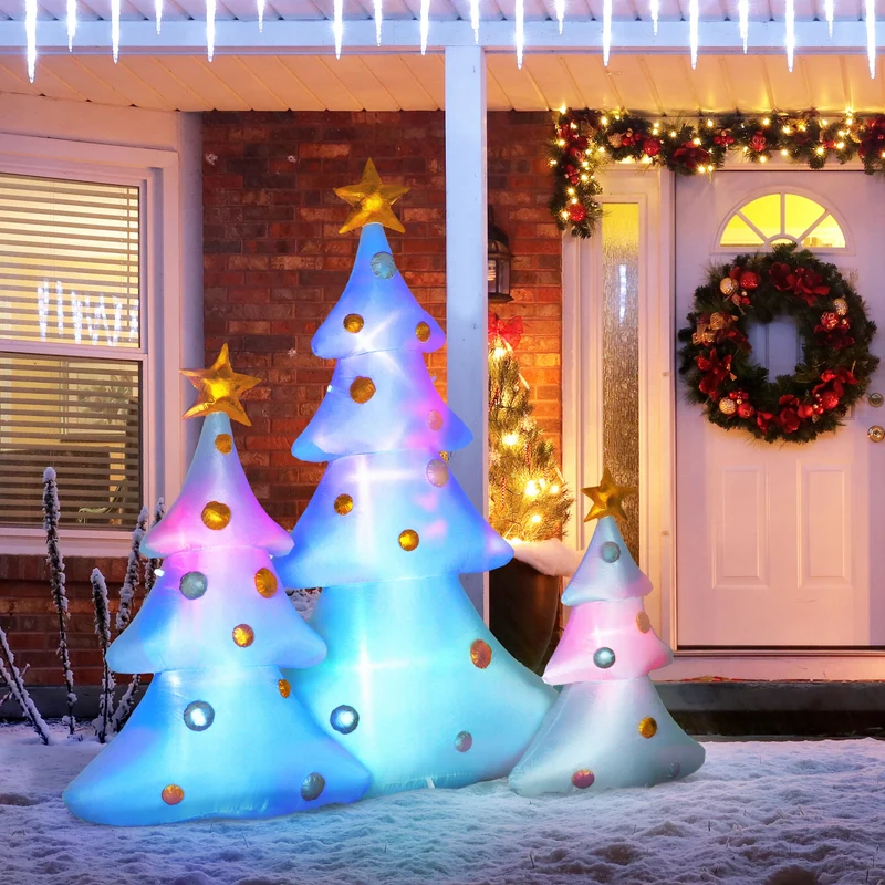 3er-Set Aufblasbare Weihnachtsbäume Gebläse Indoor Outdoor