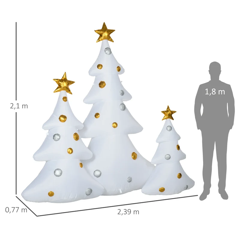 3er-Set Aufblasbare Weihnachtsbäume Gebläse Indoor Outdoor