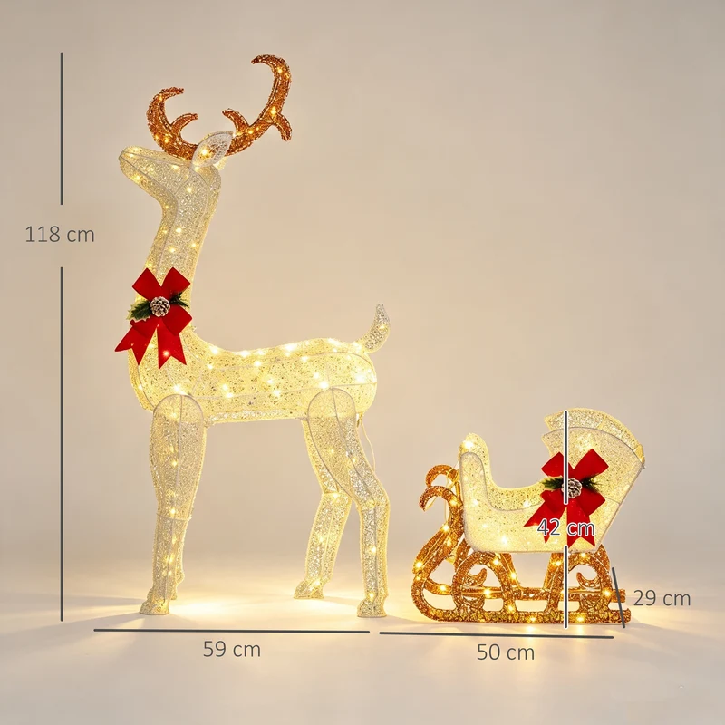 LED Weihnachtsdekoration Rentier Schlitten Außenbeleuchtung