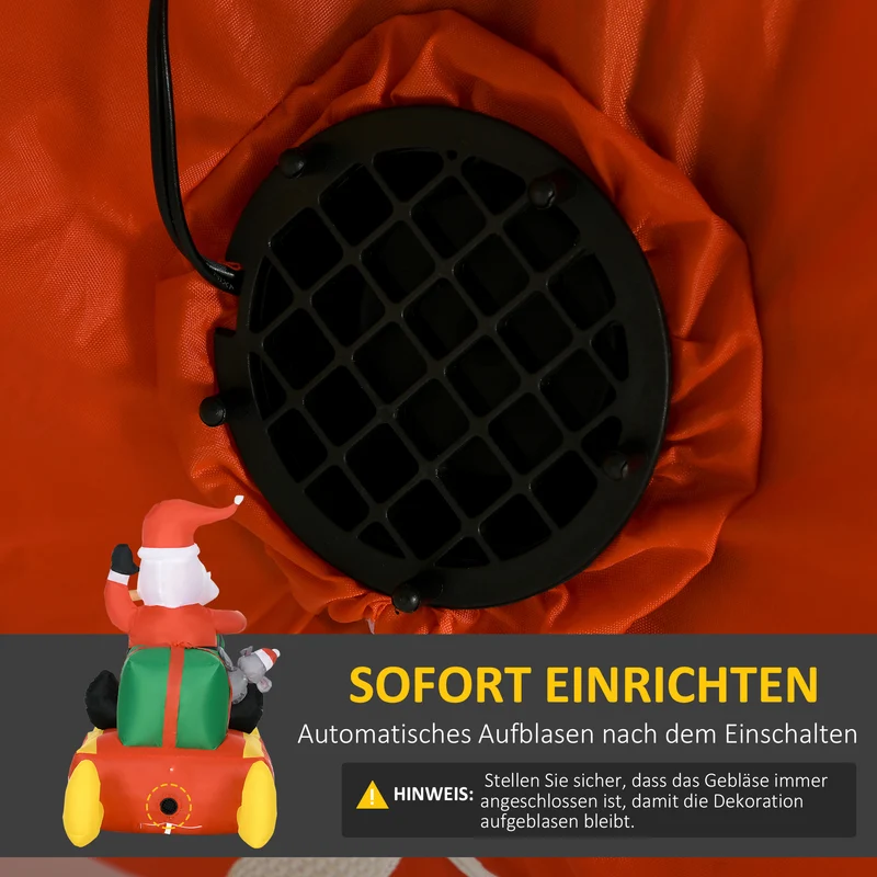 Aufblasbare Weihnachtsdeko Weihnachtsmann Schlitten Rentier LED Garten