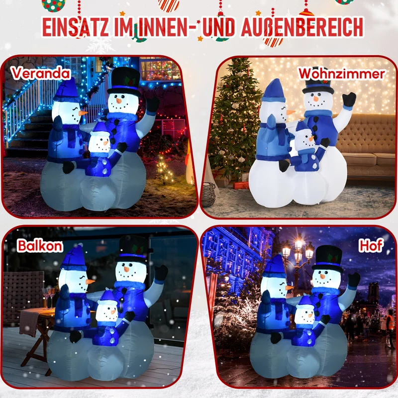 Schneemann Weihnachtsdekoration LED Selbstaufblasend 180cm Gebläse