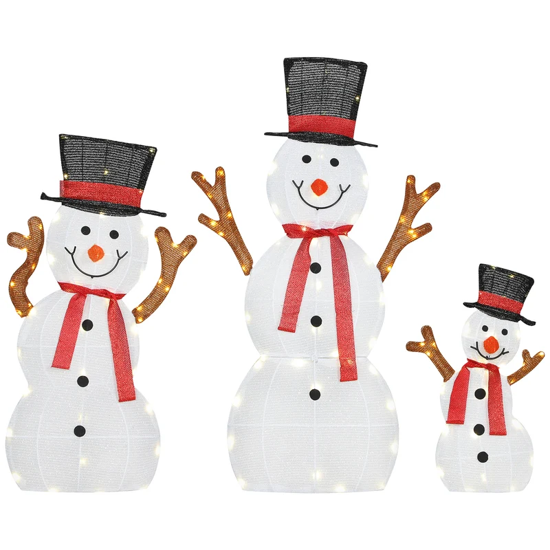 Schneemann Familie 3-teilig LED Beleuchtung Außendekoration Weihnachten