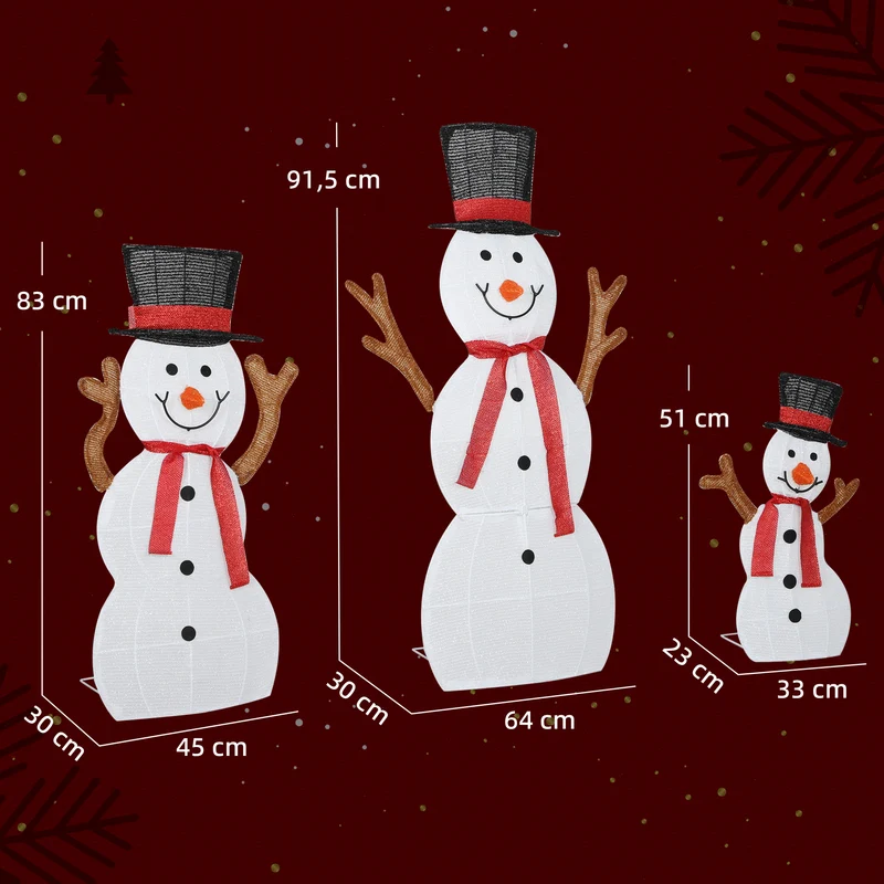 Schneemann Familie 3-teilig LED Beleuchtung Außendekoration Weihnachten