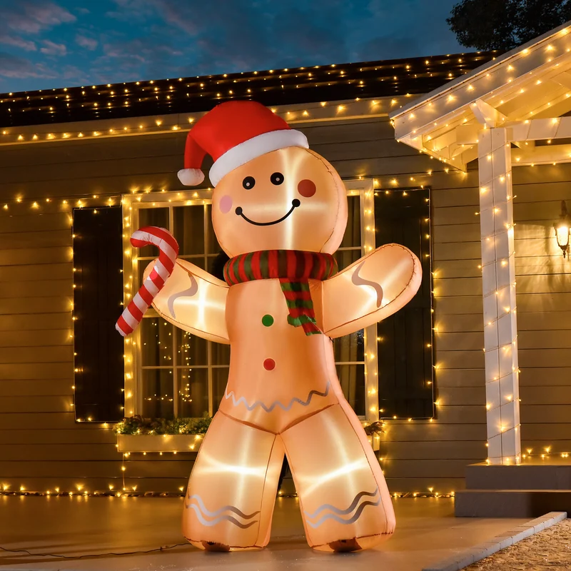 Selbstaufblasender Lebkuchenmann 240cm LED Beleuchtung Gebläse Weihnachten