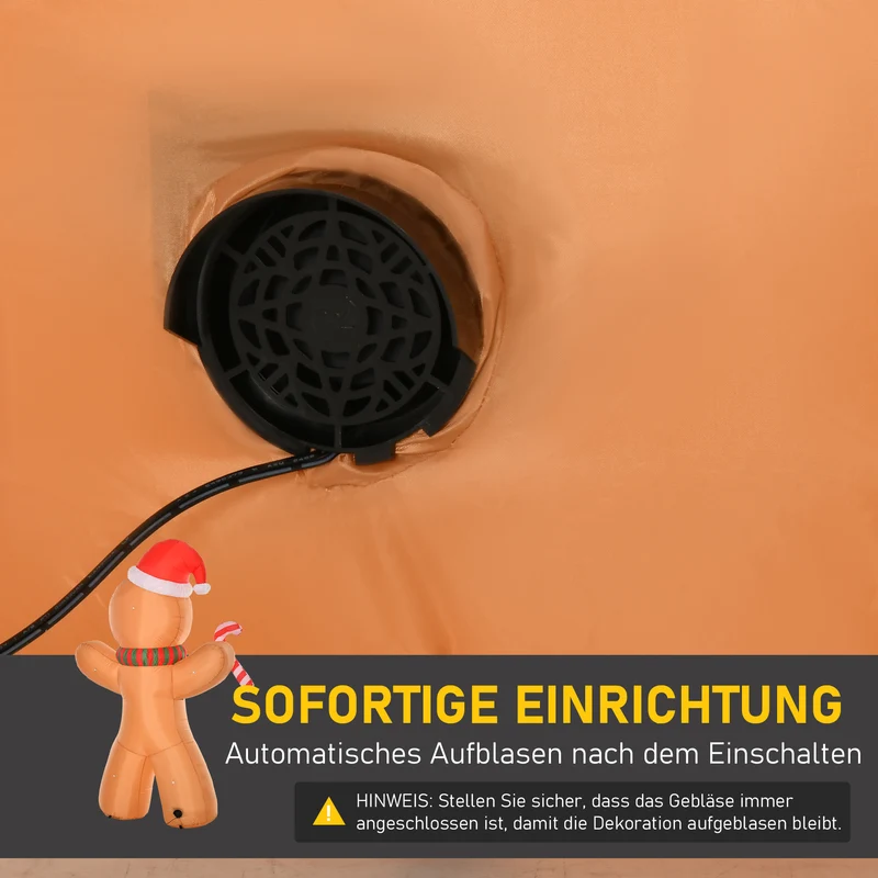 Selbstaufblasender Lebkuchenmann 240cm LED Beleuchtung Gebläse Weihnachten