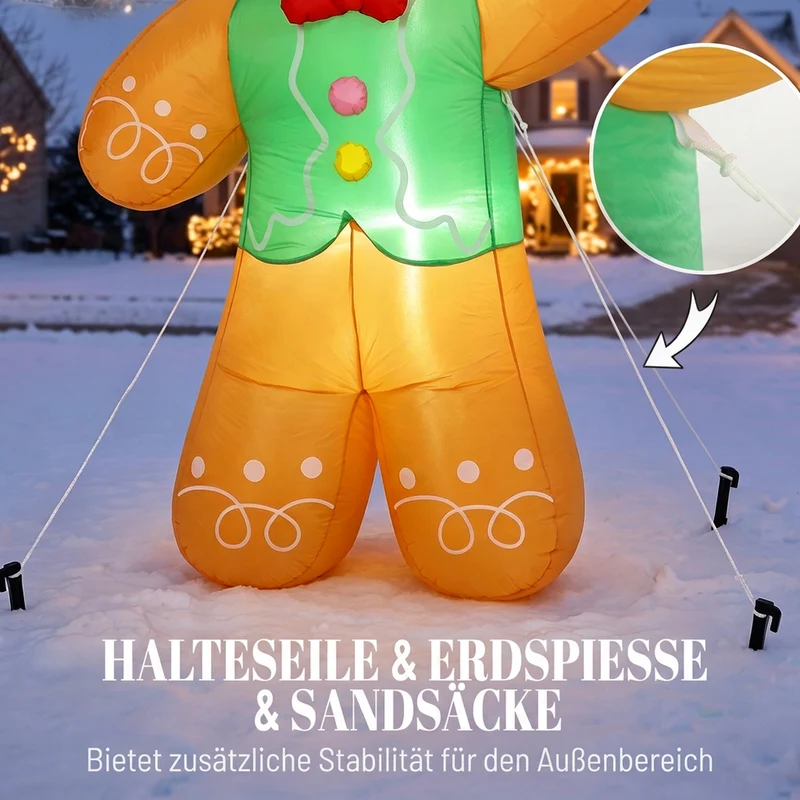 Aufblasbarer Weihnachts-Lebkuchenmann 250cm LED Beleuchtung
