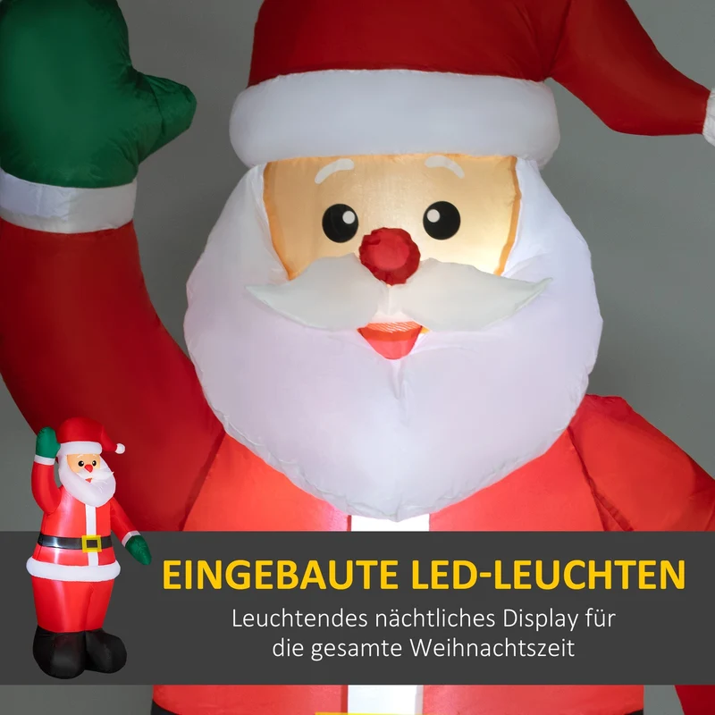 Aufblasbarer Weihnachtsmann 184cm LED Beleuchtung Gartendekoration