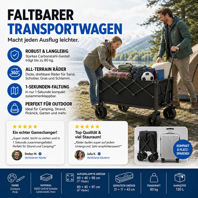 💥 Jetzt 50 % sparen! 🚚 Transportwagen mit 80 kg Traglast