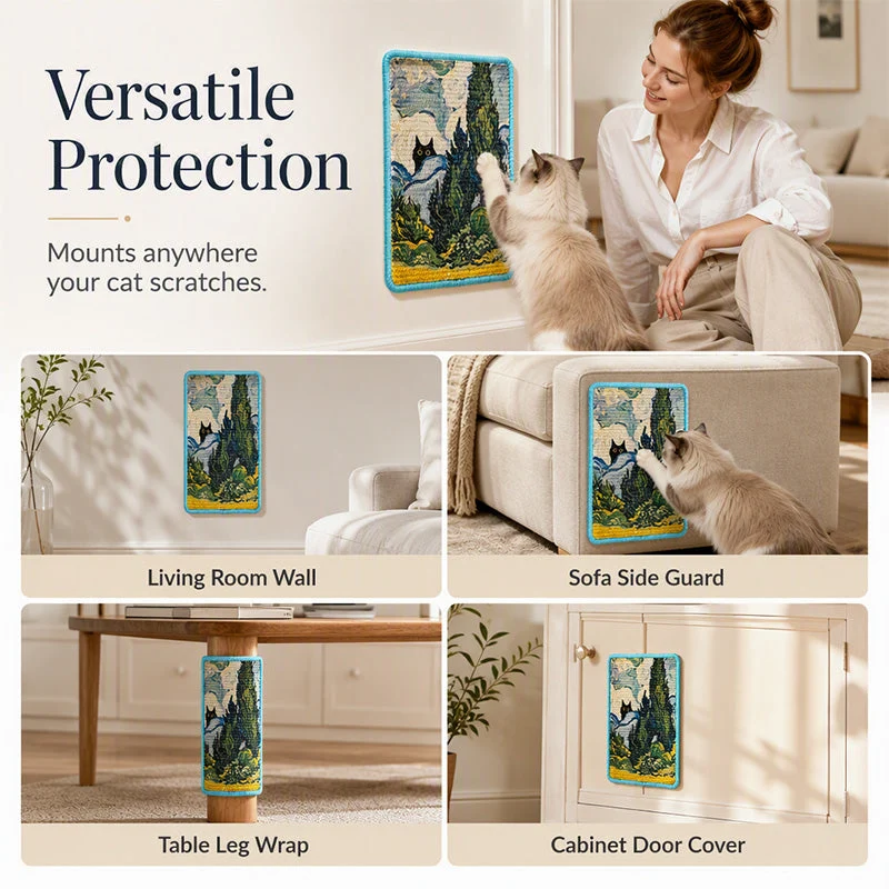 🐱 50% RABATT! 🎨 Wandmontiertes Sisal-Kratzboard – Dekorativ, robust & kratzfest – Perfekt für katzenfreundliche Wohnungen & Möbelschutz 🌿