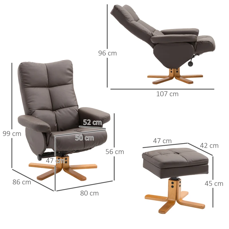 Relaxsessel mit Hocker Fernsehsessel Liegefunktion Kunstleder