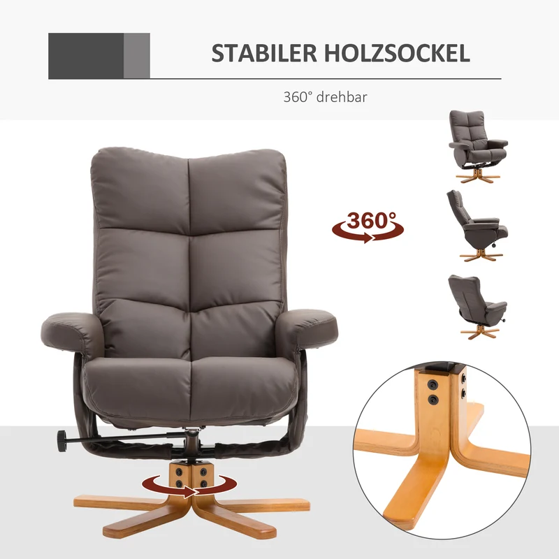 Relaxsessel mit Hocker Fernsehsessel Liegefunktion Kunstleder
