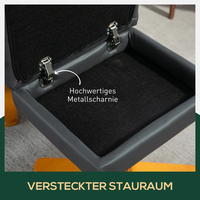 Relaxsessel Sessel mit Hocker Fußhocker Kunstleder Dunkelgrau