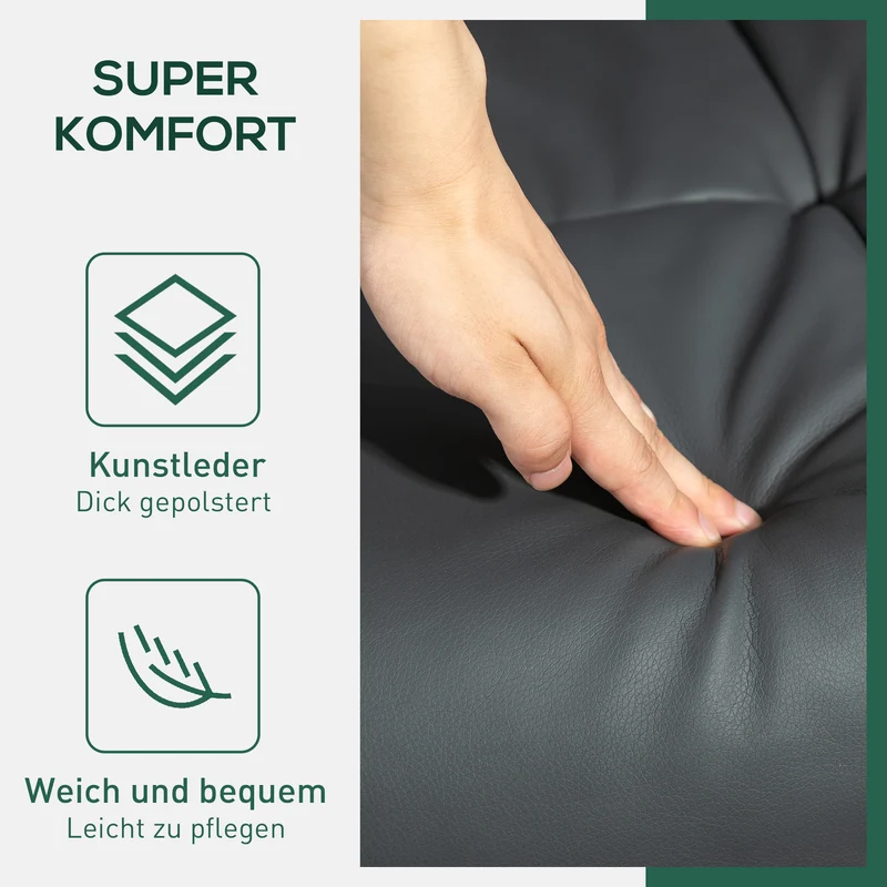 Relaxsessel Sessel mit Hocker Fußhocker Kunstleder Dunkelgrau