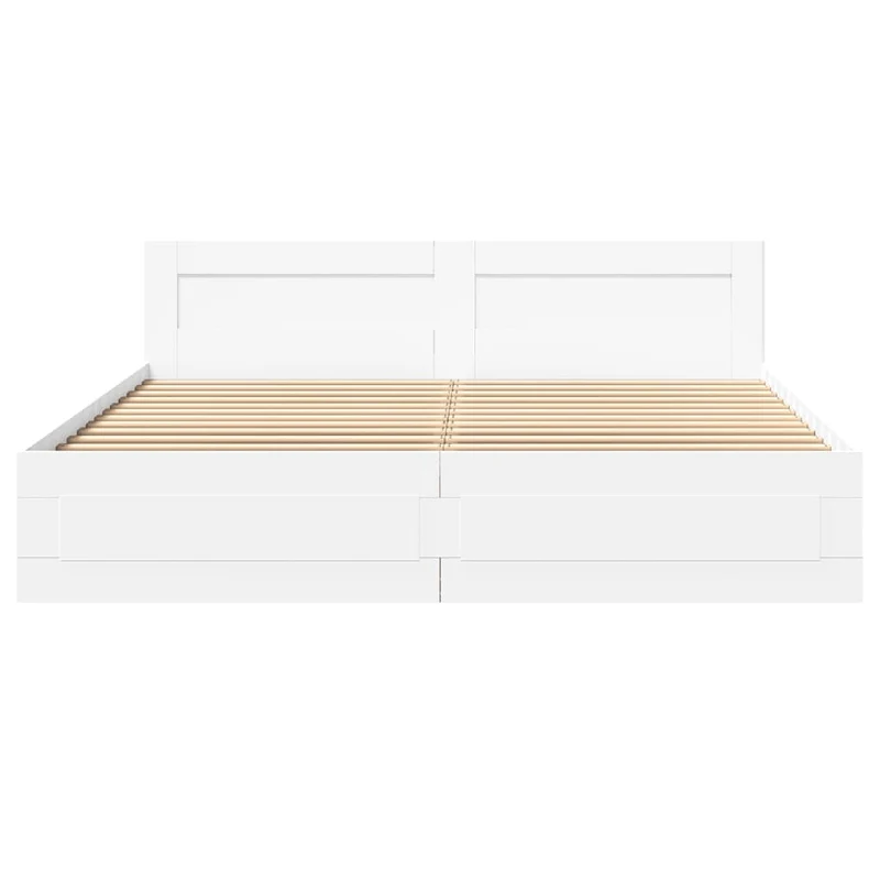 Bettgestell 200x200cm Weiß Holzwerkstoff Bett Lattenrost Doppelbett
