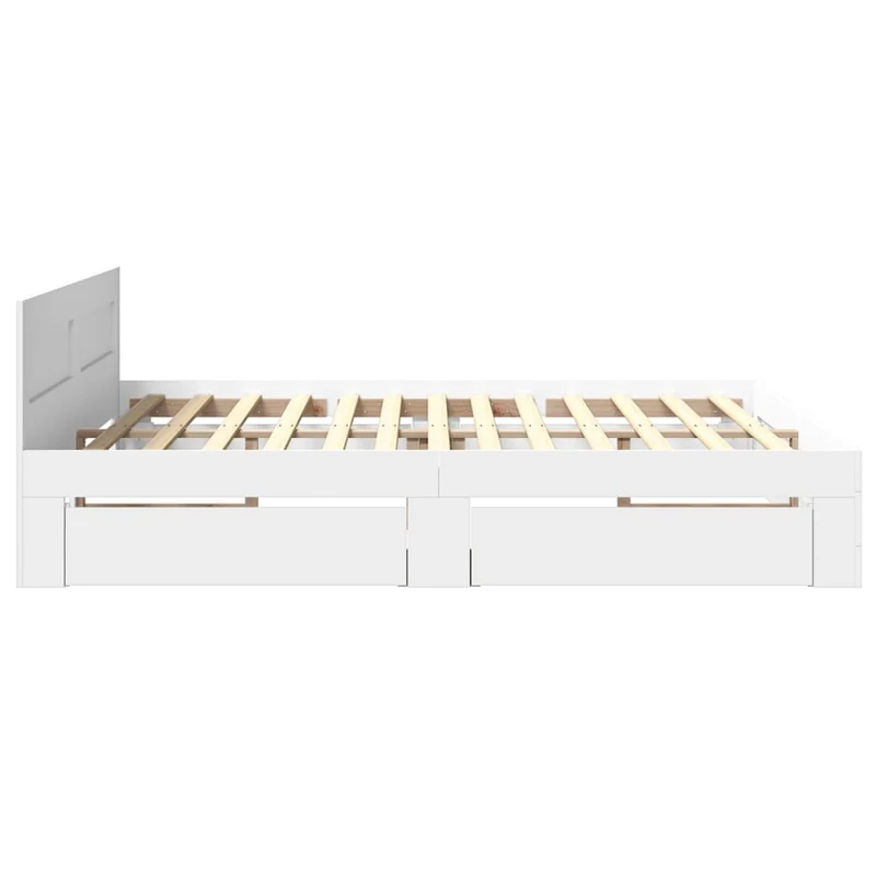 Bettgestell 200x200cm Weiß Holzwerkstoff Bett Lattenrost Doppelbett