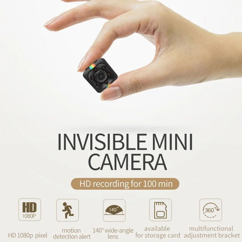Mini Kamera 1080P HD – Bewegungserkennung, Loop-Aufnahme, 100 Min Akkulaufzeit, micro SD bis 32 GB, mit Halter für Auto & Fahrrad