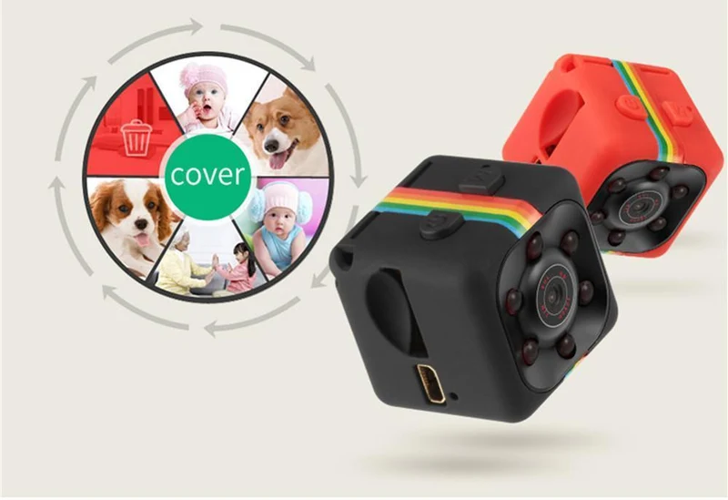 Mini Kamera 1080P HD – Bewegungserkennung, Loop-Aufnahme, 100 Min Akkulaufzeit, micro SD bis 32 GB, mit Halter für Auto & Fahrrad