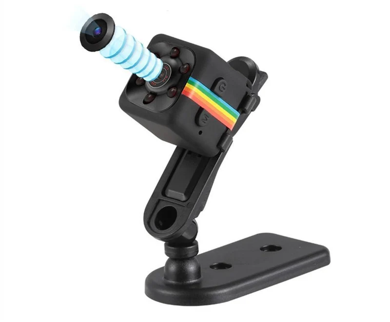 Mini Kamera 1080P HD – Bewegungserkennung, Loop-Aufnahme, 100 Min Akkulaufzeit, micro SD bis 32 GB, mit Halter für Auto & Fahrrad