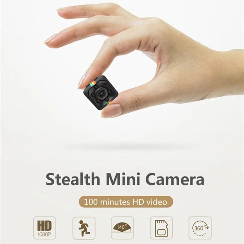 Mini Kamera 1080P HD – Bewegungserkennung, Loop-Aufnahme, 100 Min Akkulaufzeit, micro SD bis 32 GB, mit Halter für Auto & Fahrrad