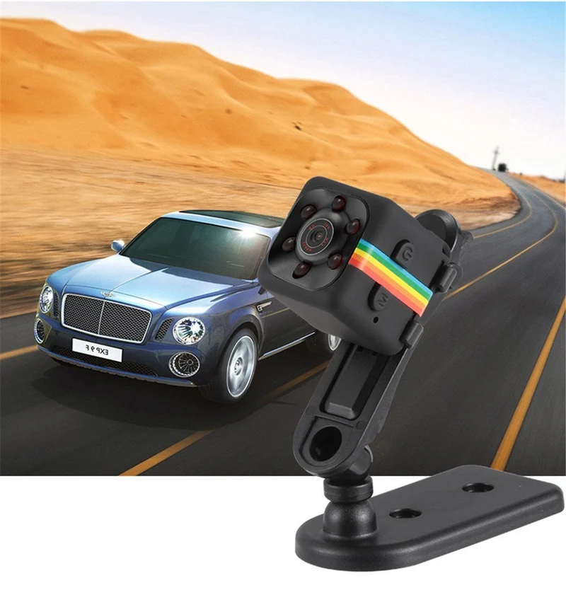 Mini Kamera 1080P HD – Bewegungserkennung, Loop-Aufnahme, 100 Min Akkulaufzeit, micro SD bis 32 GB, mit Halter für Auto & Fahrrad