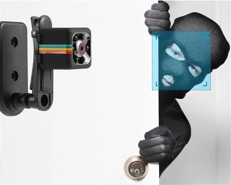 Mini Kamera 1080P HD – Bewegungserkennung, Loop-Aufnahme, 100 Min Akkulaufzeit, micro SD bis 32 GB, mit Halter für Auto & Fahrrad