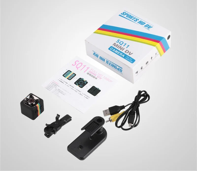 Mini Kamera 1080P HD – Bewegungserkennung, Loop-Aufnahme, 100 Min Akkulaufzeit, micro SD bis 32 GB, mit Halter für Auto & Fahrrad