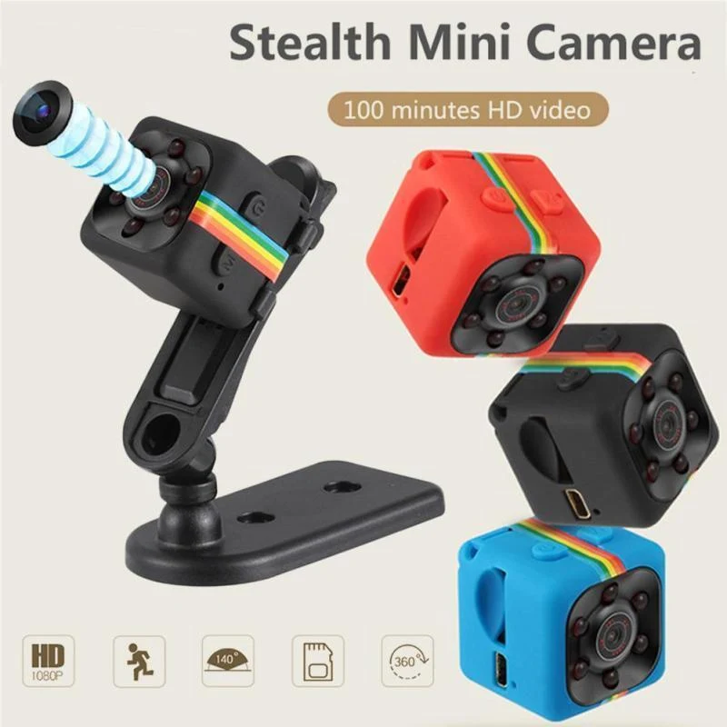 Mini Kamera 1080P HD – Bewegungserkennung, Loop-Aufnahme, 100 Min Akkulaufzeit, micro SD bis 32 GB, mit Halter für Auto & Fahrrad