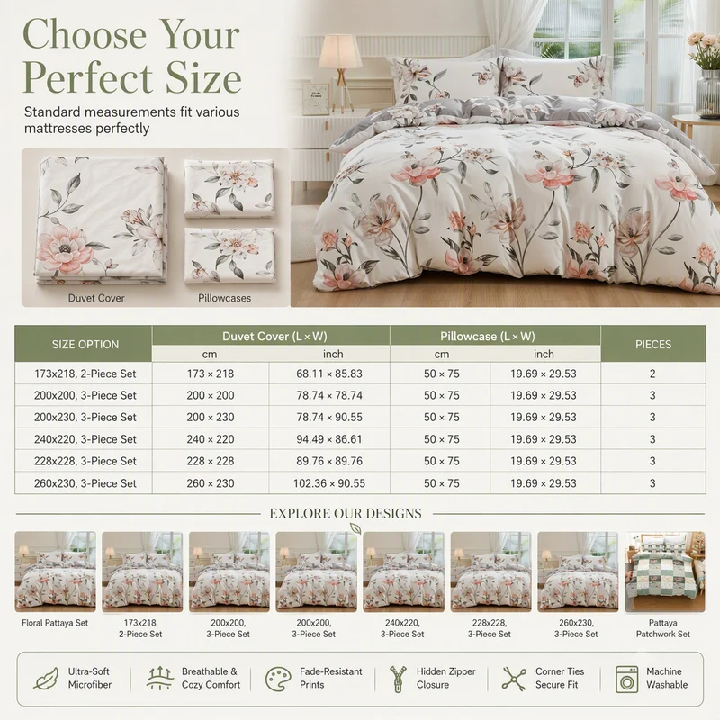 🛏️ 50% RABATT! 🌸 Bettwäsche mit Blumenmuster – Weich, gemütlich & ganzjährig ✨