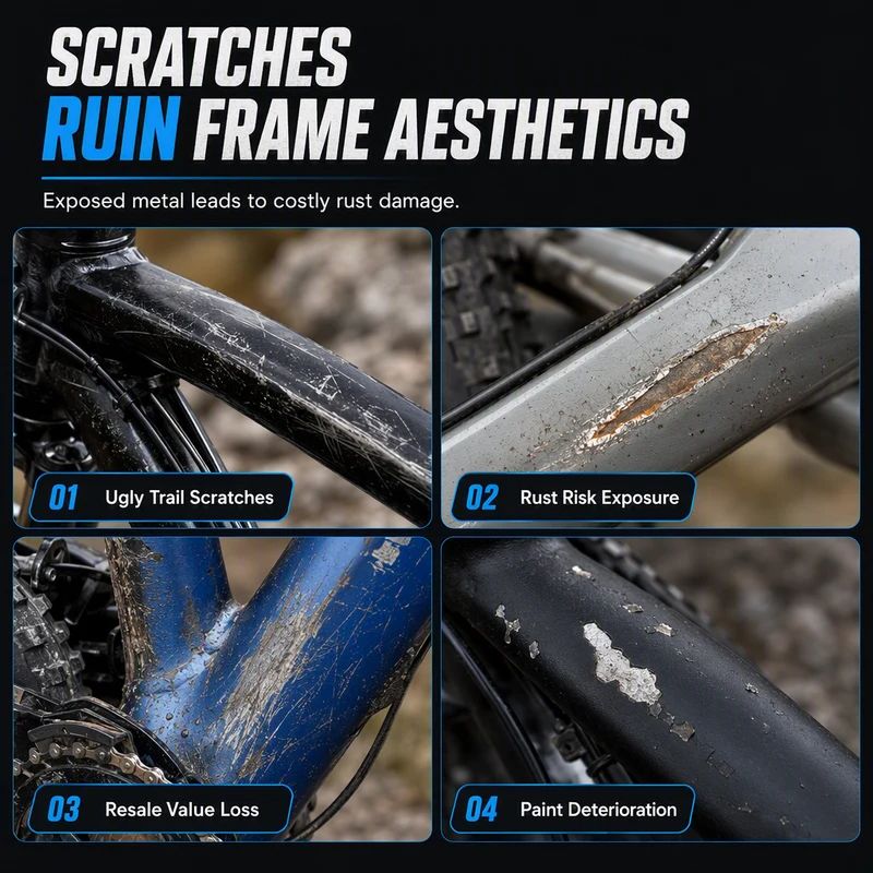 🚲 NUR HEUTE 50 % RABATT!! 🎨 Fahrradrahmen-Lackausbesserungspaste mit Pinsel zur Reparatur von Kratzern und Abnutzungsspuren an Mountainbikes⠋