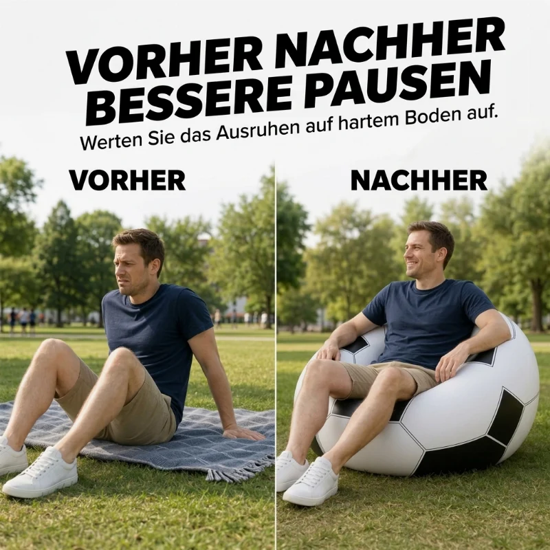 📢📢40% RABATT !!⏰Aufblasbares Sofa in Fußballform aus PVC