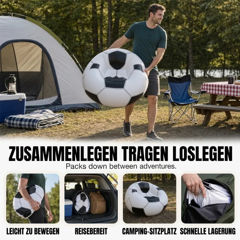 📢📢40% RABATT !!⏰Aufblasbares Sofa in Fußballform aus PVC