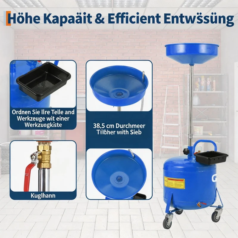 Ölauffangwagen 30L Ölablassgerät Höhenverstellbar 70-157cm Auffangbehälter