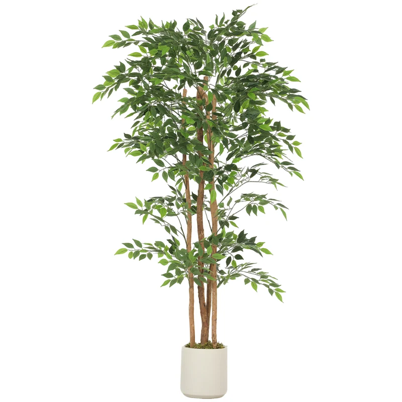 Künstlicher Banyanbaum 180cm Kunstpflanze Massivholzstamm Topf