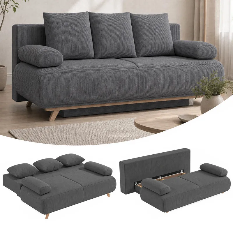 Schlafsofa Verstellbare Rückenlehne Bettfunktion Stauraum Cordbezug