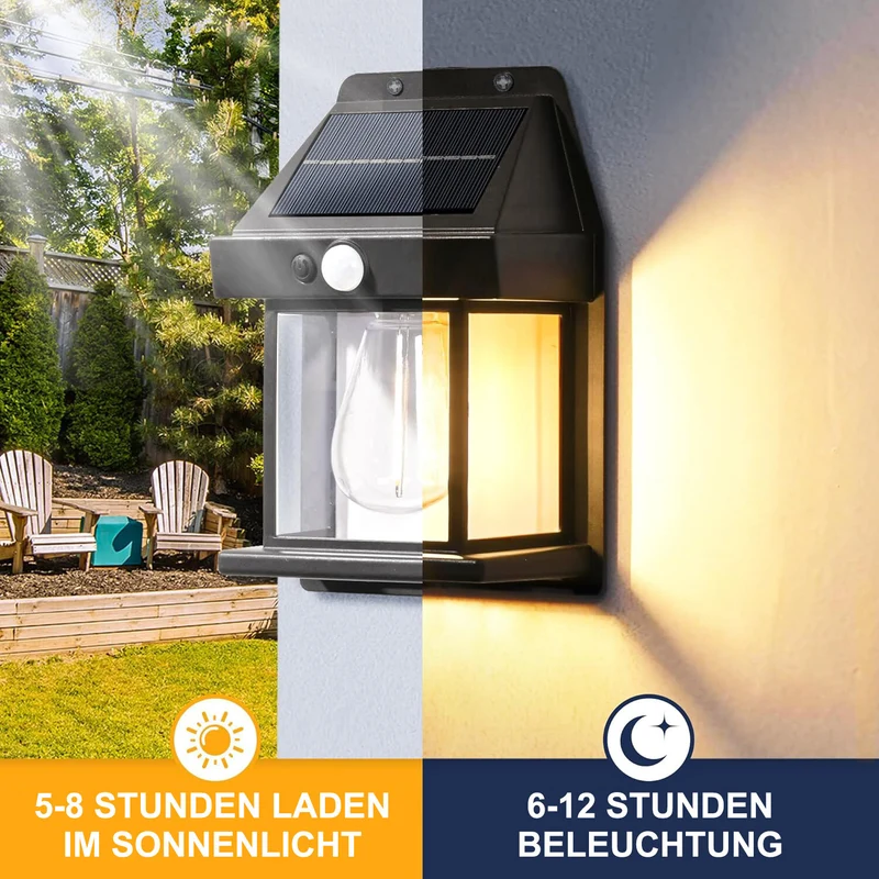 2x LED Solarlampen Außen Bewegungsmelder Wandleuchten Garten IP65