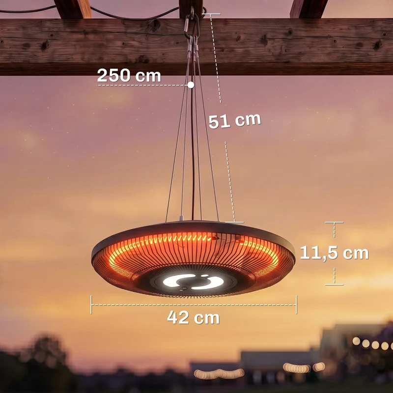Infrarot Heizstrahler Decke 2000W Carbonfaser LED Licht Fernbedienung