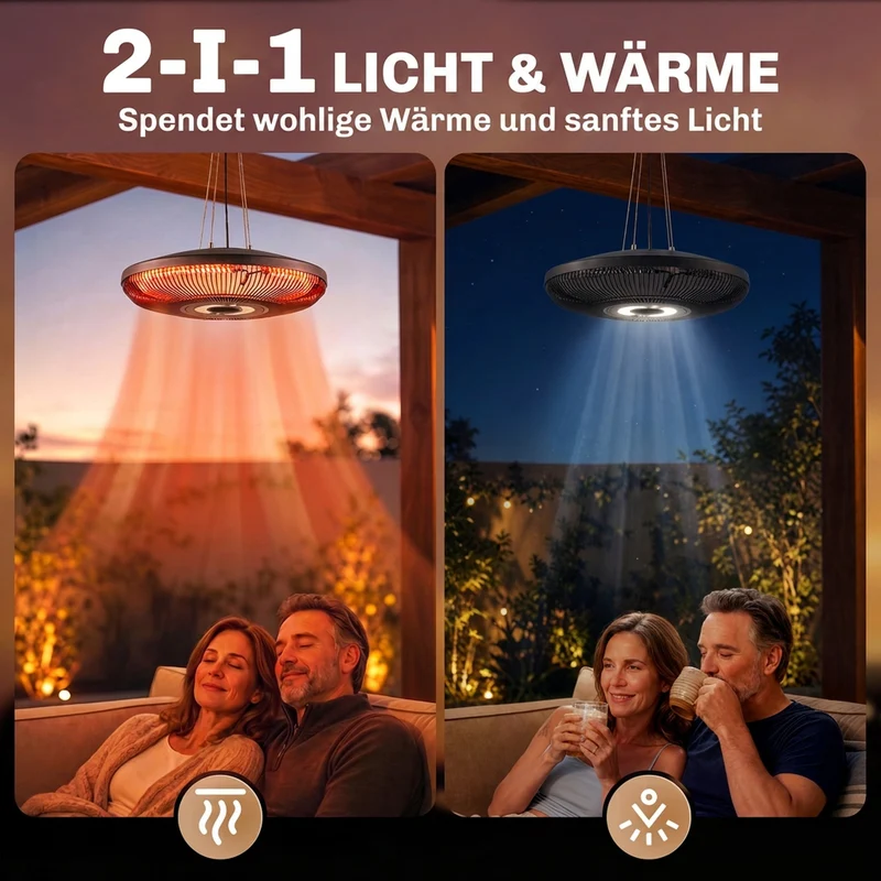 Infrarot Heizstrahler Decke 2000W Carbonfaser LED Licht Fernbedienung